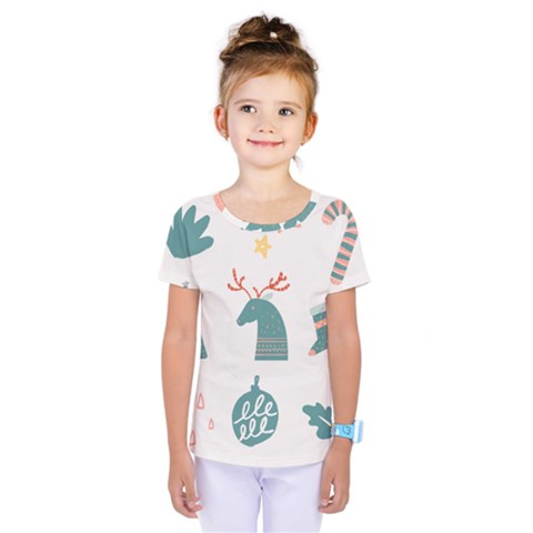 Reindeer Stars Socks Stick Candy Cane Kids  One Piece Tee by artworkshop