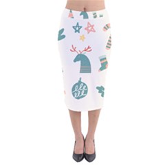 Reindeer Stars Socks Stick Candy Cane Velvet Midi Pencil Skirt by artworkshop