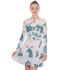 Reindeer Stars Socks Stick Candy Cane Long Sleeve Panel Dress by artworkshop