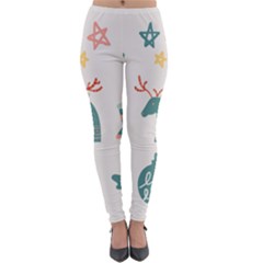 Reindeer Stars Socks Stick Candy Cane Lightweight Velour Leggings by artworkshop