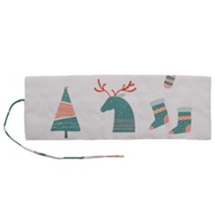 Reindeer Stars Socks Stick Candy Cane Roll Up Canvas Pencil Holder (m) by artworkshop