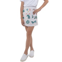 Reindeer Stars Socks Stick Candy Cane Kids  Tennis Skirt by artworkshop