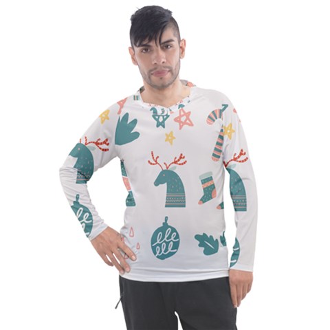 Reindeer Stars Socks Stick Candy Cane Men s Pique Long Sleeve Tee by artworkshop