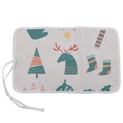 Reindeer Stars Socks Stick Candy Cane Pen Storage Case (l) by artworkshop