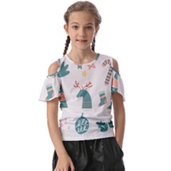 Reindeer Stars Socks Stick Candy Cane Kids  Butterfly Cutout Tee by artworkshop