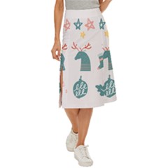 Reindeer Stars Socks Stick Candy Cane Midi Panel Skirt by artworkshop