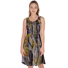 Rock Wall Crevices  Knee Length Skater Dress With Pockets by artworkshop