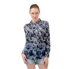 Rocks Stones Gray Gravel Rocky Material  Long Sleeve Chiffon Shirt