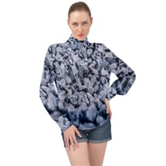 Rocks Stones Gray Gravel Rocky Material  High Neck Long Sleeve Chiffon Top by artworkshop