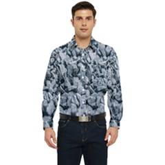 Rocks Stones Gray Gravel Rocky Material  Men s Long Sleeve Pocket Shirt  by artworkshop