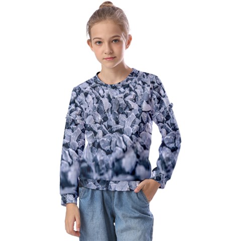 Rocks Stones Gray Gravel Rocky Material  Kids  Long Sleeve Tee With Frill  by artworkshop