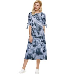 Rocks Stones Gray Gravel Rocky Material  Bow Sleeve Chiffon Midi Dress by artworkshop