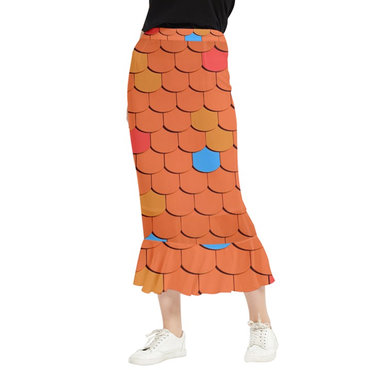 Roof Roofing Tiles  Maxi Fishtail Chiffon Skirt