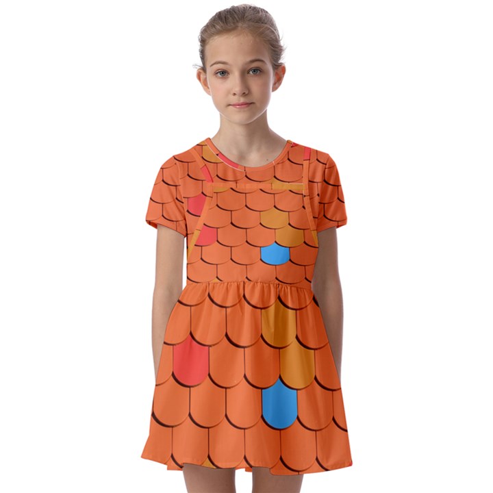 Roof Roofing Tiles  Kids  Short Sleeve Pinafore Style Dress