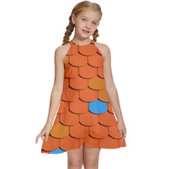 Roof Roofing Tiles  Kids  Halter Collar Waist Tie Chiffon Dress