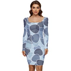 Sample Pattern Seamless Women Long Sleeve Ruched Stretch Jersey Dress by artworkshop