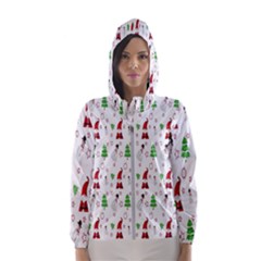 Santa Claus Snowman Christmas  Women s Hooded Windbreaker by artworkshop