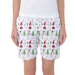 Santa Claus Snowman Christmas  Women s Basketball Shorts by artworkshop