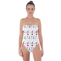 Santa Claus Snowman Christmas  Tie Back One Piece Swimsuit by artworkshop