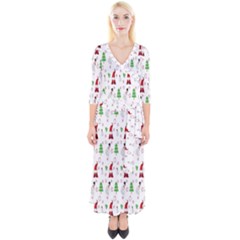 Santa Claus Snowman Christmas  Quarter Sleeve Wrap Maxi Dress by artworkshop