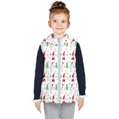 Santa Claus Snowman Christmas  Kids  Hooded Puffer Vest by artworkshop