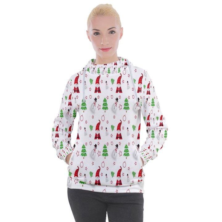 Santa Claus Snowman Christmas  Women s Hooded Pullover