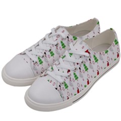 Santa Claus Snowman Christmas  Women s Low Top Canvas Sneakers by artworkshop