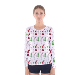 Santa Claus Snowman Christmas  Women s Long Sleeve Tee