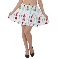 Santa Claus Snowman Christmas  Velvet Skater Skirt