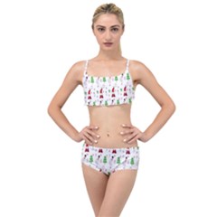 Santa Claus Snowman Christmas  Layered Top Bikini Set