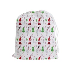 Santa Claus Snowman Christmas  Drawstring Pouch (xl) by artworkshop