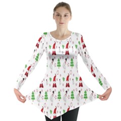 Santa Claus Snowman Christmas  Long Sleeve Tunic  by artworkshop