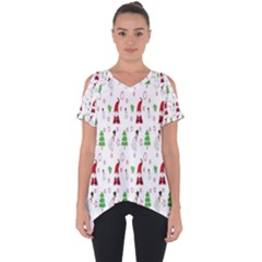 Santa Claus Snowman Christmas  Cut Out Side Drop Tee by artworkshop