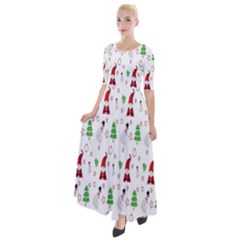 Santa Claus Snowman Christmas  Half Sleeves Maxi Dress by artworkshop