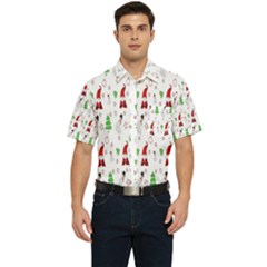 Santa Claus Snowman Christmas  Men s Short Sleeve Pocket Shirt  by artworkshop