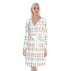 Santa Claus Snowman Christmas  Long Sleeve Velvet Front Wrap Dress by artworkshop