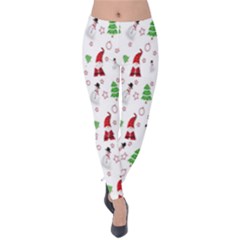 Santa Claus Snowman Christmas  Velvet Leggings by artworkshop