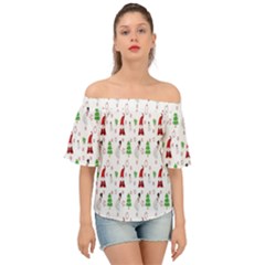 Santa Claus Snowman Christmas  Off Shoulder Short Sleeve Top by artworkshop