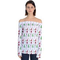 Santa Claus Snowman Christmas  Off Shoulder Long Sleeve Top by artworkshop