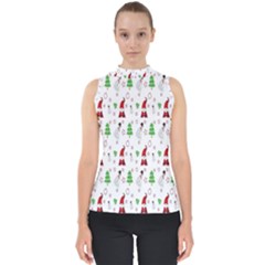 Santa Claus Snowman Christmas  Mock Neck Shell Top by artworkshop