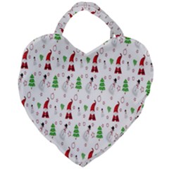 Santa Claus Snowman Christmas  Giant Heart Shaped Tote by artworkshop