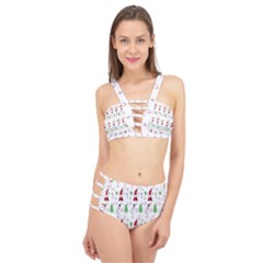 Santa Claus Snowman Christmas  Cage Up Bikini Set by artworkshop