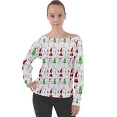 Santa Claus Snowman Christmas  Off Shoulder Long Sleeve Velour Top by artworkshop