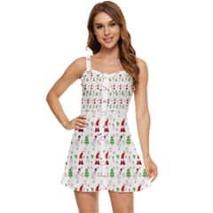 Santa Claus Snowman Christmas  Ruffle Edge Bra Cup Chiffon Mini Dress by artworkshop