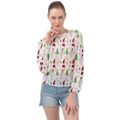 Santa Claus Snowman Christmas  Banded Bottom Chiffon Top by artworkshop