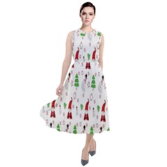 Santa Claus Snowman Christmas  Round Neck Boho Dress by artworkshop