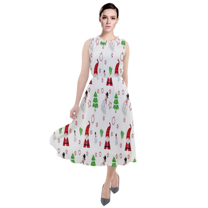 Santa Claus Snowman Christmas  Round Neck Boho Dress