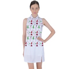 Santa Claus Snowman Christmas  Women s Sleeveless Polo Tee by artworkshop