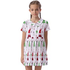 Santa Claus Snowman Christmas  Kids  Asymmetric Collar Dress by artworkshop