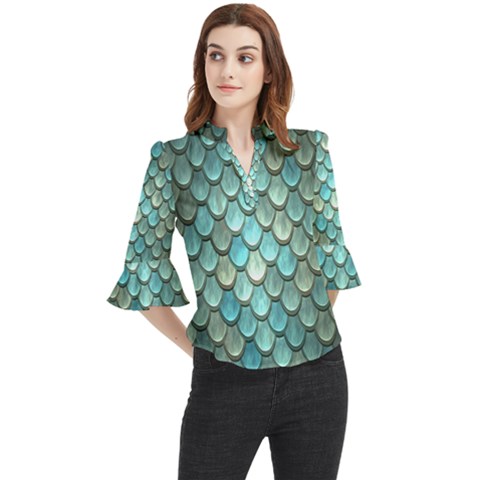 Scales Backdrop Texture Loose Horn Sleeve Chiffon Blouse by artworkshop